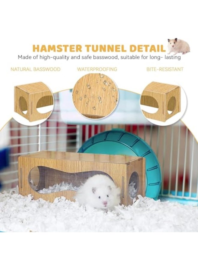 Azonee Hamster Hideout Wooden House Chamber Small Animals Pets Tunnel and Tubes Exploring Toys with Three Holes Secret Peep Shed Hamster Accessories for Real Hamsters and Guinea - Image 3