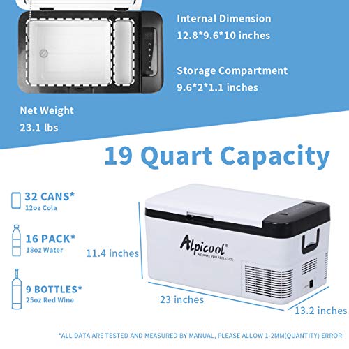 Alpicool فريزر السيارة المحمول Alpicool K18، ثلاجة 12 فولت، سعة 19 كوارت (18 لتر) تبريد سريع 12 فولت -4℉~68℉، مبرد السيارة، 12/24 فولت تيار مستمر و 100-240 فولت تيار متردد للخارج، التخييم، RV، الشاحنة، القارب - Image 5