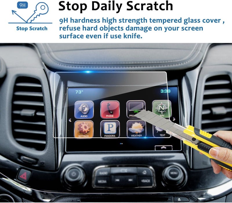 LFOTPP 9H Tempered Glass Center Touch Screen Protector for Chevrolet Impala 8in MyLink 2014-2018 Car Navigation - Image 2