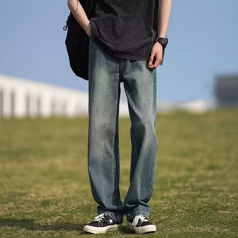 American Trendy Jeans Boys Retro Loose Straight Pants Hong Kong Style Wide Leg Pants - Image 3