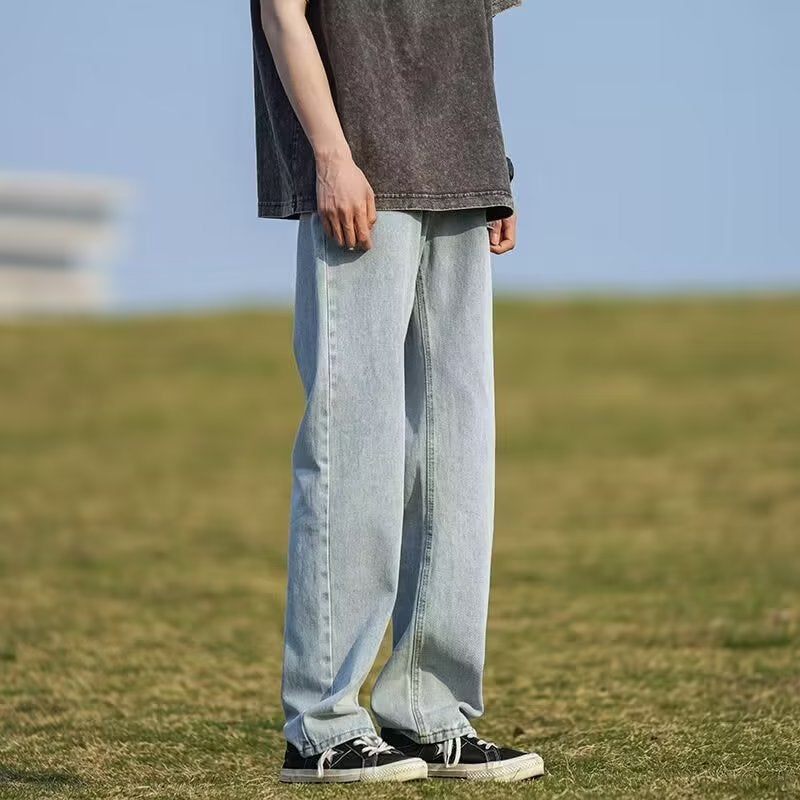 American Trendy Jeans Boys Retro Loose Straight Pants Hong Kong Style Wide Leg Pants - Image 1