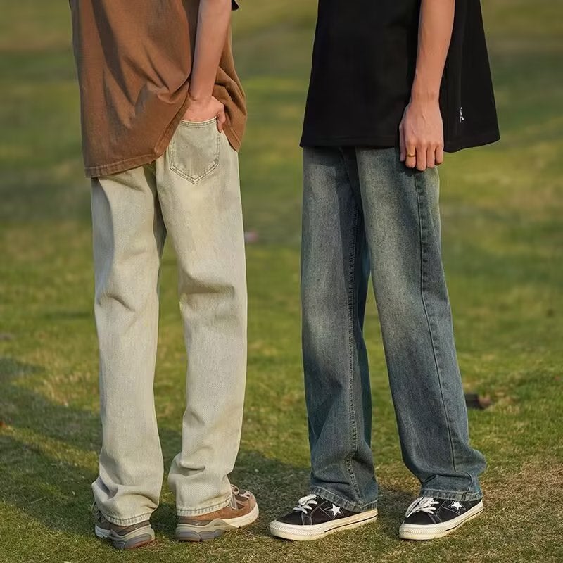 American Trendy Jeans Boys Retro Loose Straight Pants Hong Kong Style Wide Leg Pants - Image 2
