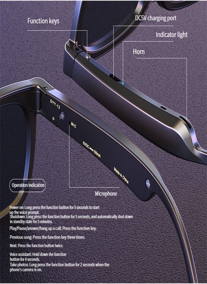 M MIAOYAN - Smart Bluetooth Sunglasses Music Playing Handfree Calling Wireless Polarized Sunglasses - Image 1
