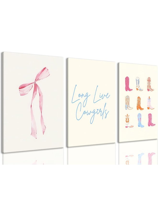 Djmwtb Cowgirl Bow Wall Art Set of 3 (Cowgirl Bow, 12"x16" Canvas) - Image 1