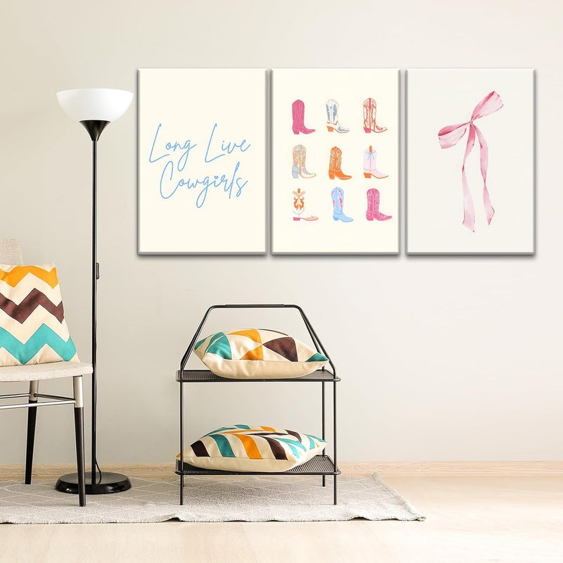 Djmwtb Cowgirl Bow Wall Art Set of 3 (Cowgirl Bow, 12"x16" Canvas) - Image 5