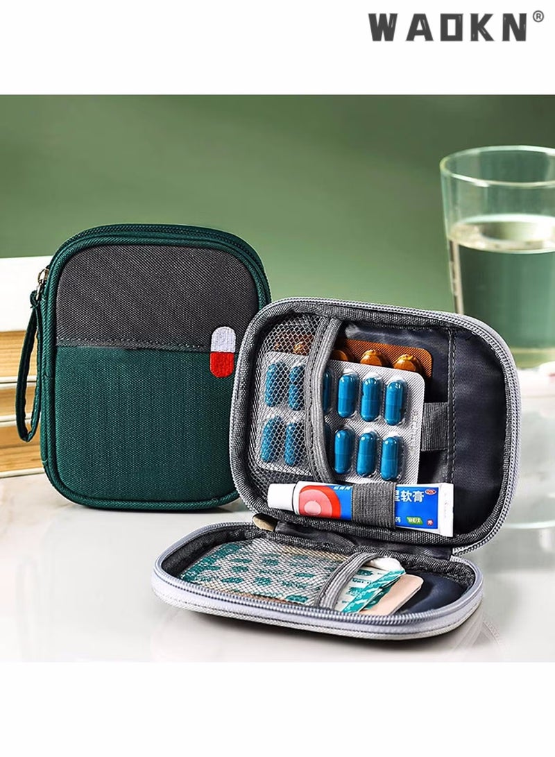 WAOKN Empty First Aid Bags Travel Medical Supplies Cosmetic Organizer Insulated Medicine Bag Convenient Safety Kit Suit for Family Outdoors Hiking Camping Car Office Workplace Green (Mom Son Bag) - Image 3