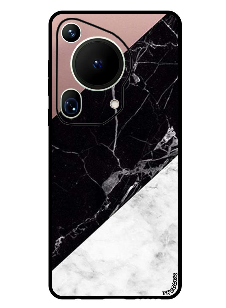 Theodor Protective Case Anti Scratch Shock Proof Bumper Cover For Huawei Pura 70 Ultra Hite & Black Marble Top Is Plain - Image 1