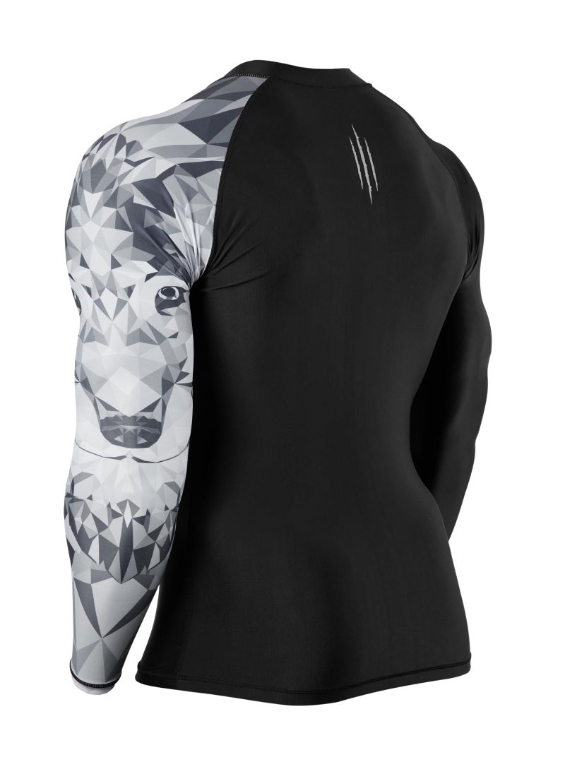 HUGE SPORTS HUGE SPORTS Men's Swim Shirts Long Sleeve Zip Rash Guard UPF 50+ Sun Protective Quick Drying (Wolf, S)  - Image 2