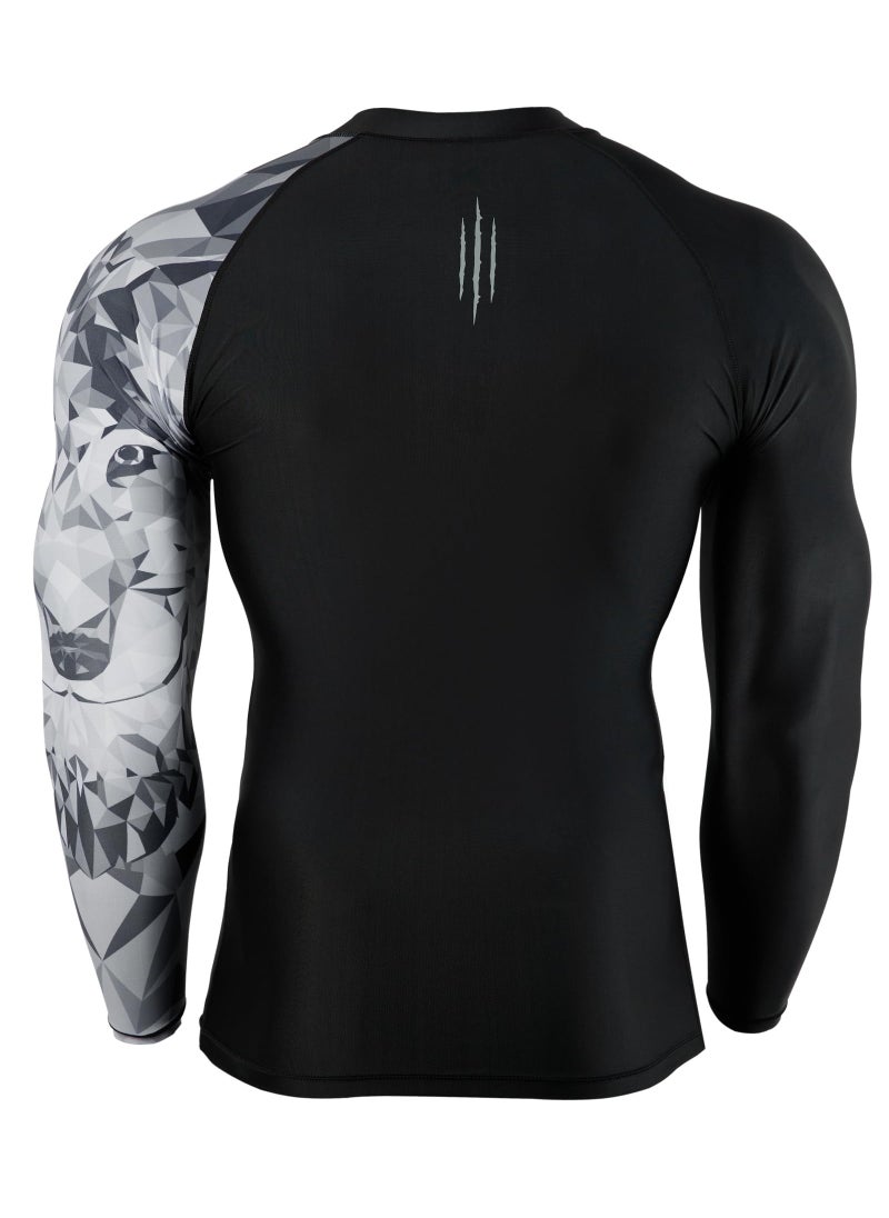 HUGE SPORTS HUGE SPORTS Men's Swim Shirts Long Sleeve Zip Rash Guard UPF 50+ Sun Protective Quick Drying (Wolf, S)  - Image 3