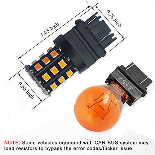 BlyilyB 3157 3156 3057 4157 3056 LED Bulbs Amber Yellow12-24V Super Bright 850 Lumens Replacement For Brake Light Bulbs (Pack of 4) - Image 4