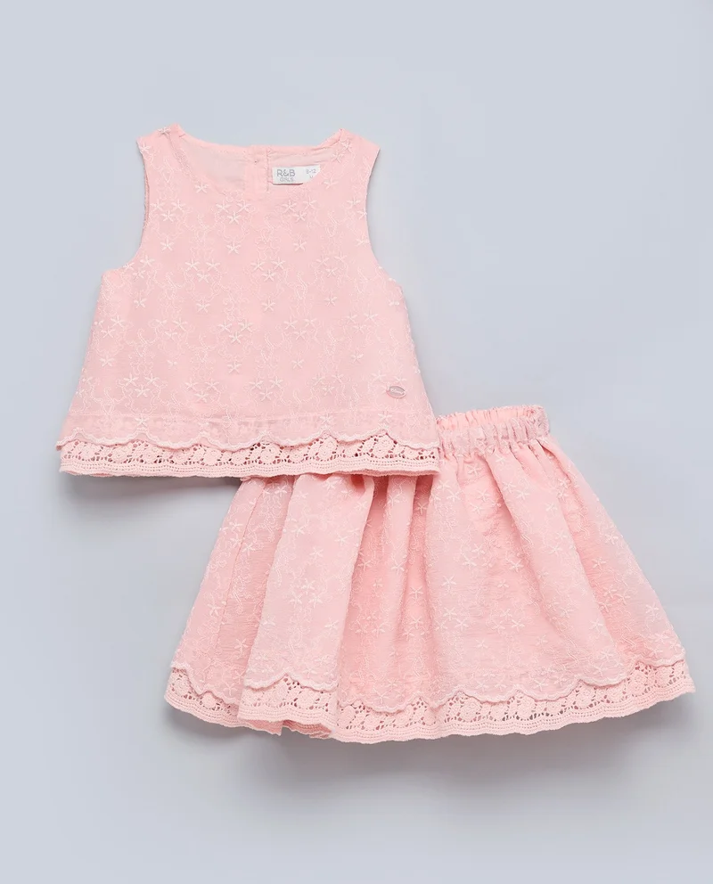 R&b Lace Trim Top and Skirt Set