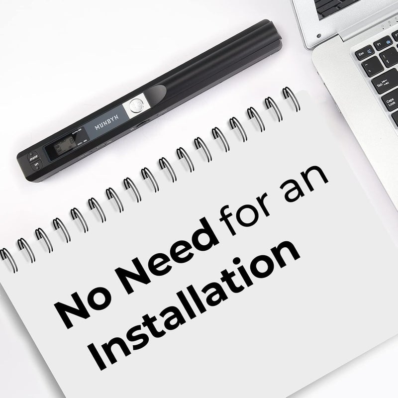 MUNBYN Portable Scanner, Photo Scanner for A4 Documents Pictures Pages Texts in 900 Dpi, Flat Scanning, Include 16G SD Card, Wand Document Reader Uploads Images to Computer Via USB Cable, No Driver - Image 5