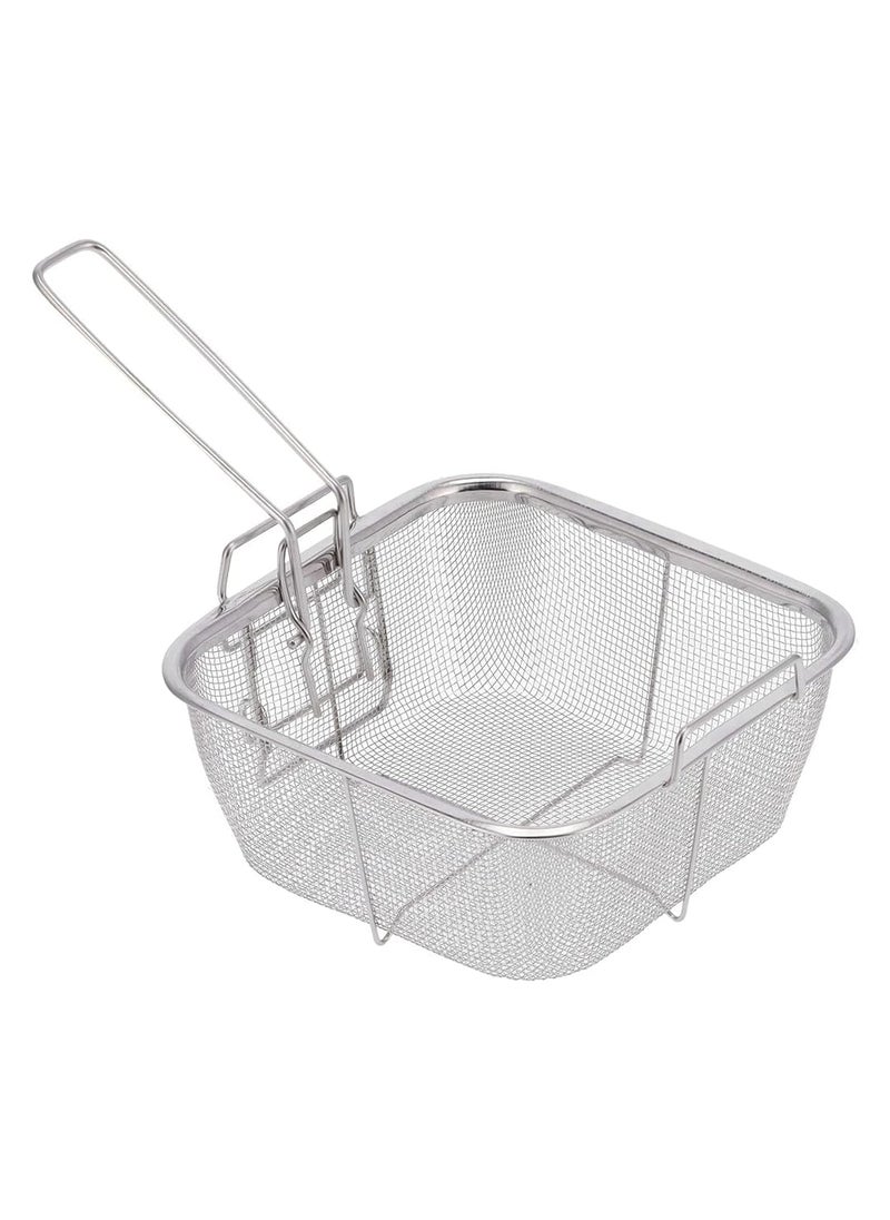 SHREESAMP SHREESAMP Fried Basket Square Stainless Steel Deep Fry Wire Mesh French Fries Holder Chips Frying Folding Handle Kitchen Mini Cooking Net Colander Strainer  - Image 1