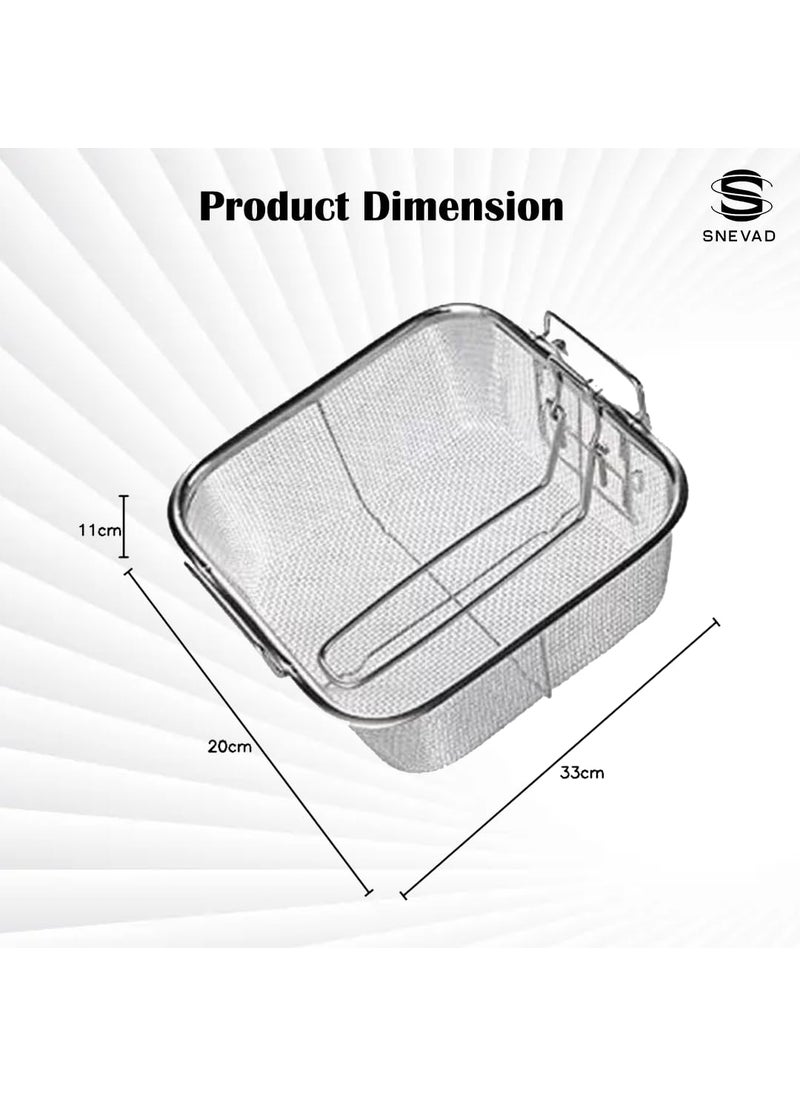 SHREESAMP SHREESAMP Fried Basket Square Stainless Steel Deep Fry Wire Mesh French Fries Holder Chips Frying Folding Handle Kitchen Mini Cooking Net Colander Strainer  - Image 2
