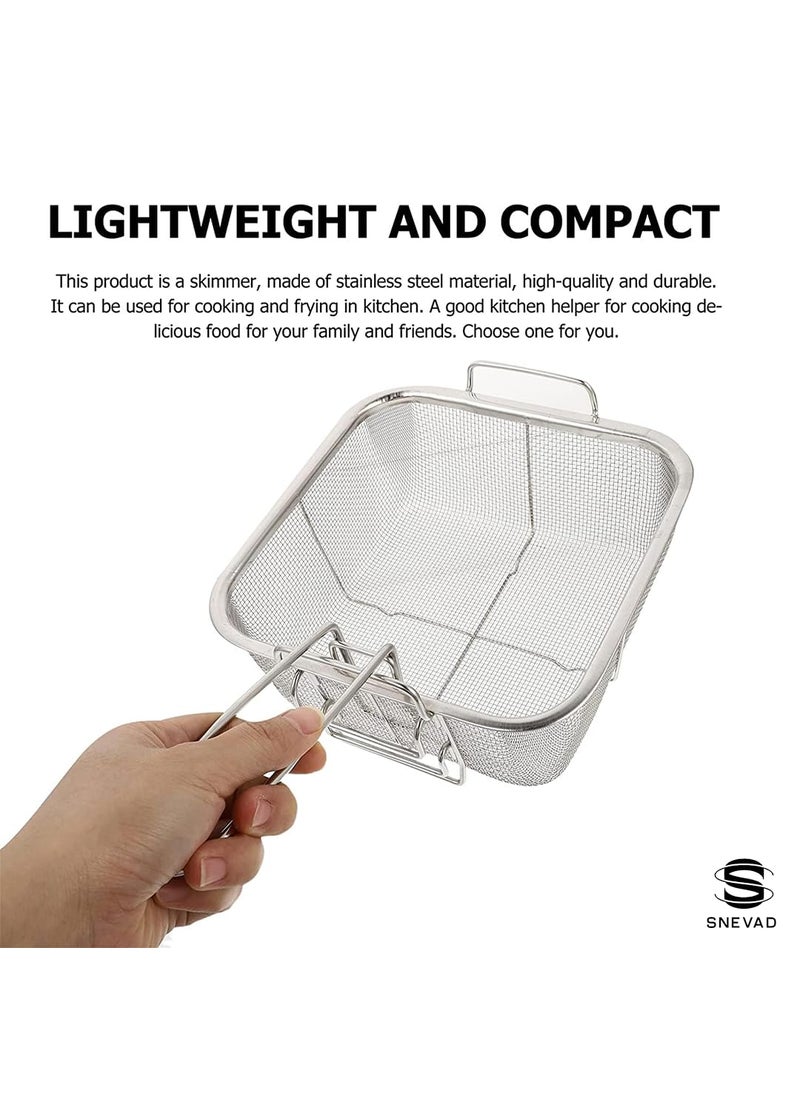SHREESAMP SHREESAMP Fried Basket Square Stainless Steel Deep Fry Wire Mesh French Fries Holder Chips Frying Folding Handle Kitchen Mini Cooking Net Colander Strainer  - Image 5
