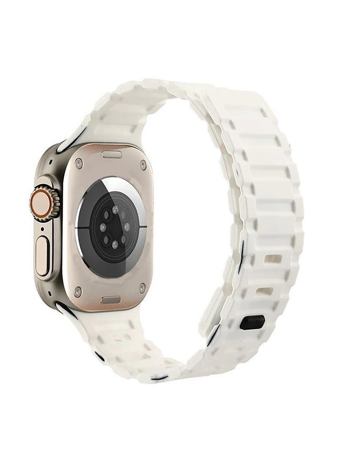 O Ozone Silicone Magnetic Band for Apple Watch 42mm 41mm 40mm 38mm, Magnet Strap with Anti-drop Buckle for iWatch Ultra SE 10 9 8 7 6 5 4 3 2 1-White - Image 1