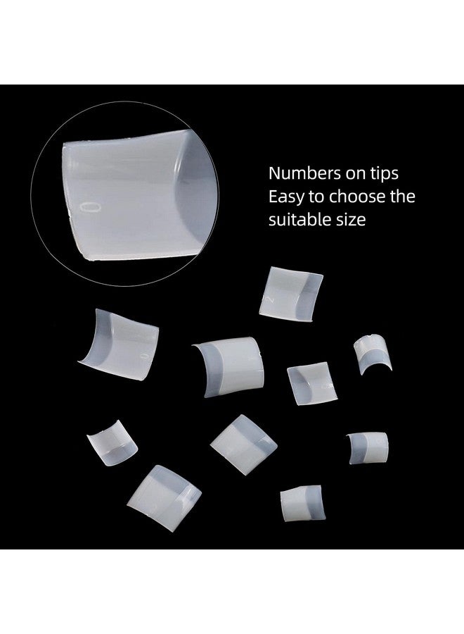 Ohlove Square Nail Tips Half Cover 500Pcs Clear Acrylic Nails French Short False Nails With Box (Natural) - Image 4