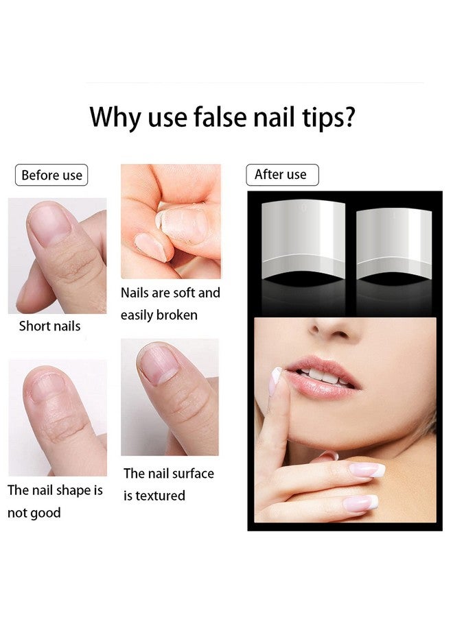 Ohlove Square Nail Tips Half Cover 500Pcs Clear Acrylic Nails French Short False Nails With Box (Natural) - Image 2