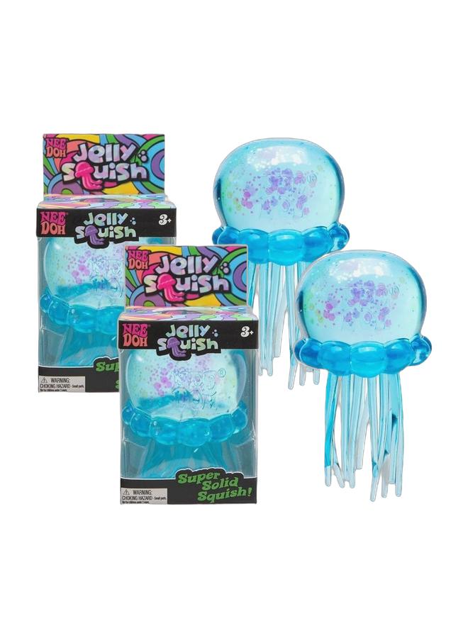 NeeDoh Jelly Squish Glitter Jellyfish Stress Relief Squishy Toy, Soft TPR Squeeze Fidget Toy for Anxiety Relief, Portable Sensory Toy for Kids & Adults Bundle - Image 1