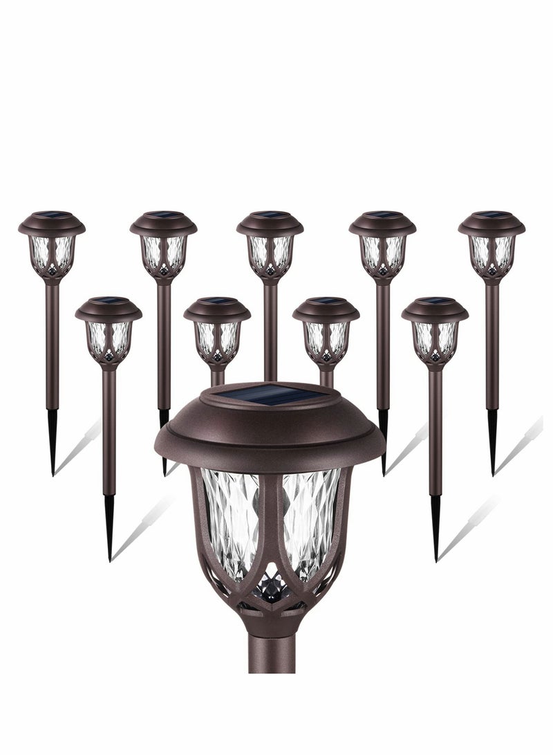 10 Pack Solar Lights Outdoor Decorative, Solar Pathway Lights Outdoor, Solar Powered Garden Yard Lights for Walkway Sidewalk Driveway - Image 1