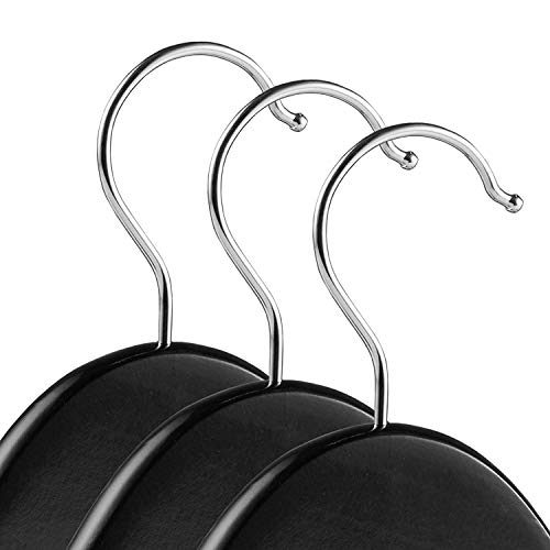 Evolluxi Lotus Wooden Hangers,Solid Wood Shirt Hangers,Dress Coat Jacket Clothes Hangers,with Extra Smooth Finish,360 Degree Swivel Hook(Retro)(Black,12 Count) - Image 2