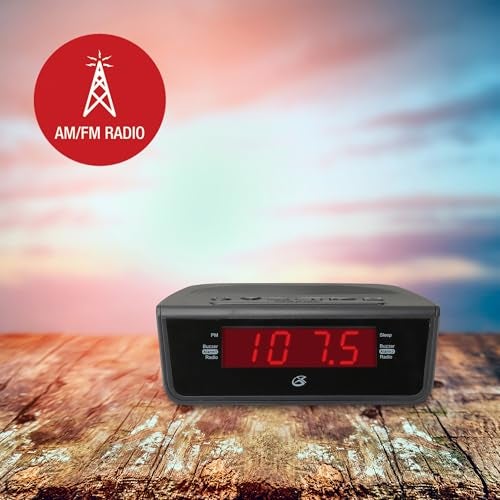 GPX C224B Dual Alarm Clock AM/FM Radio with Red LED Display (Black) - Image 5