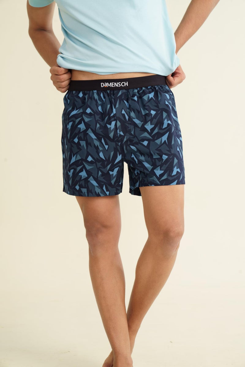 DAMENSCH Solid Breeeze Inner Boxers for Men, Ultra-Light Boxers, 100% Cotton Shorts Pant, Breathable Woven Inner Cotton Shorts for Men-Spikey Black/Blue-M - Image 4