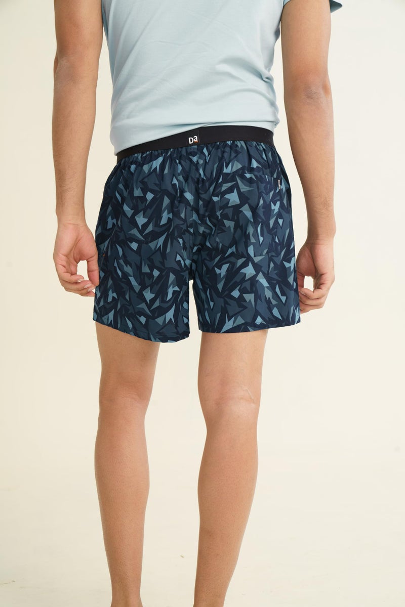 DAMENSCH Solid Breeeze Inner Boxers for Men, Ultra-Light Boxers, 100% Cotton Shorts Pant, Breathable Woven Inner Cotton Shorts for Men-Spikey Black/Blue-M - Image 5