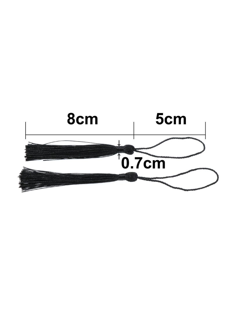 Zikra 100 Pieces Black 13 cm/5 Inch Silk Handmade Soft Tassel Silk Thread Bookmark Tassel with Rope Loop for Jewelry Making DIY Craft Accessories (Black) - Image 5