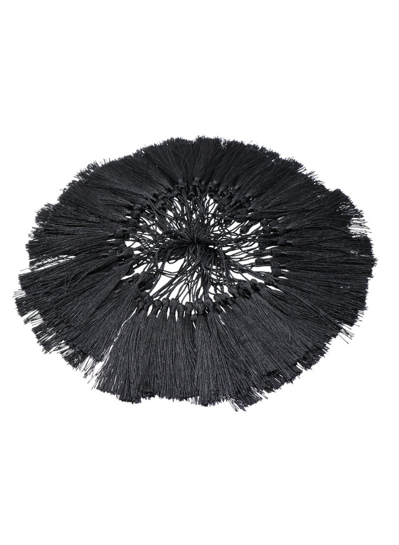 Zikra 100 Pieces Black 13 cm/5 Inch Silk Handmade Soft Tassel Silk Thread Bookmark Tassel with Rope Loop for Jewelry Making DIY Craft Accessories (Black) - Image 2