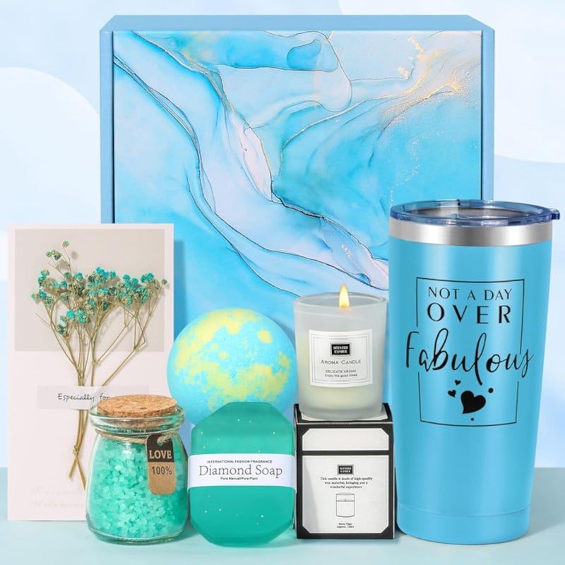 AYGE Blue Pamper Gifts for Women, Birthday Gifts for Women, Unique Self Care Package Relaxation Spa Bath Set for Her, Ladies Pamper Hamper Birthday Gifts for Mum, Best Friends, Sister, Wife