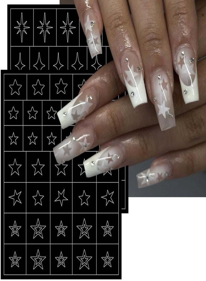 LRKNNO 6 Sheets Airbrush Nail Stencils Heart Butterfly Flowers Flame Star Nail Art Stickers Paper French Nail Guides for Women Manicure DIY French Tip Tools Supplies - Image 3