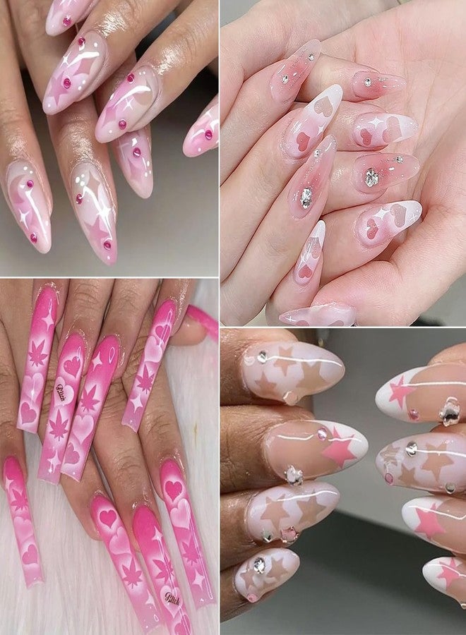 LRKNNO 6 Sheets Airbrush Nail Stencils Heart Butterfly Flowers Flame Star Nail Art Stickers Paper French Nail Guides for Women Manicure DIY French Tip Tools Supplies - Image 4