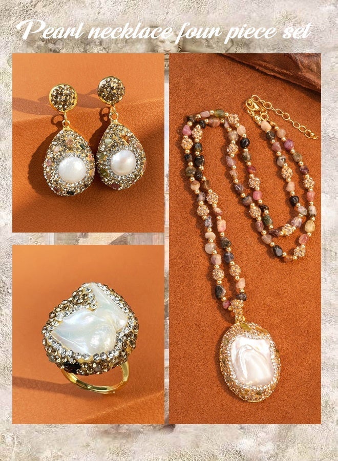 Pearl jewelry, Australian natural pearl necklace four-piece set - Image 1