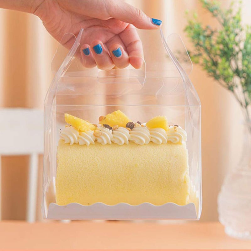 Cabilock 6 psc Cake Roll Box Transparent Plastic Portable Dessert Holder Packaging Box Swiss Roll Containers Party Favors for Home - Image 3
