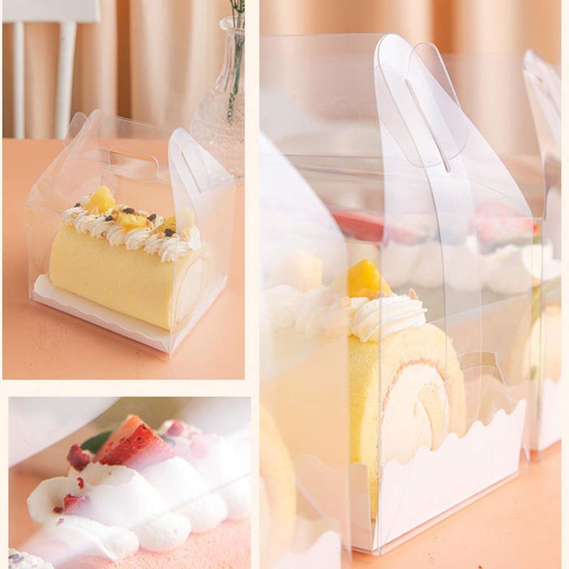 Cabilock 6 psc Cake Roll Box Transparent Plastic Portable Dessert Holder Packaging Box Swiss Roll Containers Party Favors for Home - Image 4