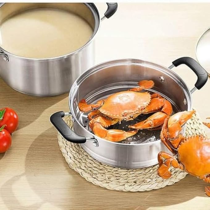 وعاء بخار صغير مزدوج الطبقات من الفولاذ المقاوم للصدأ مع غطاء لموقد الغاز الحثي - Image 5