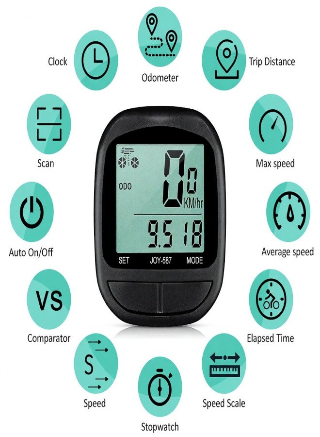 JOYCUNE Bike Computer Bicycle Waterproof Wired Speedometer and Odometer Stopwatch Cycle Bike   Computer with LED Display for Outdoor Cycling - Image 4