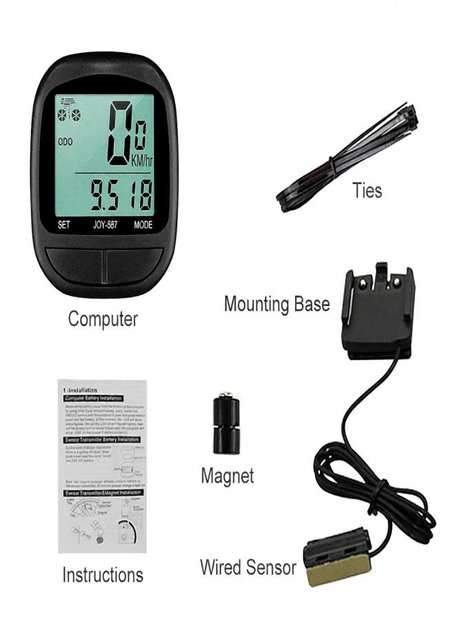 JOYCUNE Bike Computer Bicycle Waterproof Wired Speedometer and Odometer Stopwatch Cycle Bike   Computer with LED Display for Outdoor Cycling - Image 5