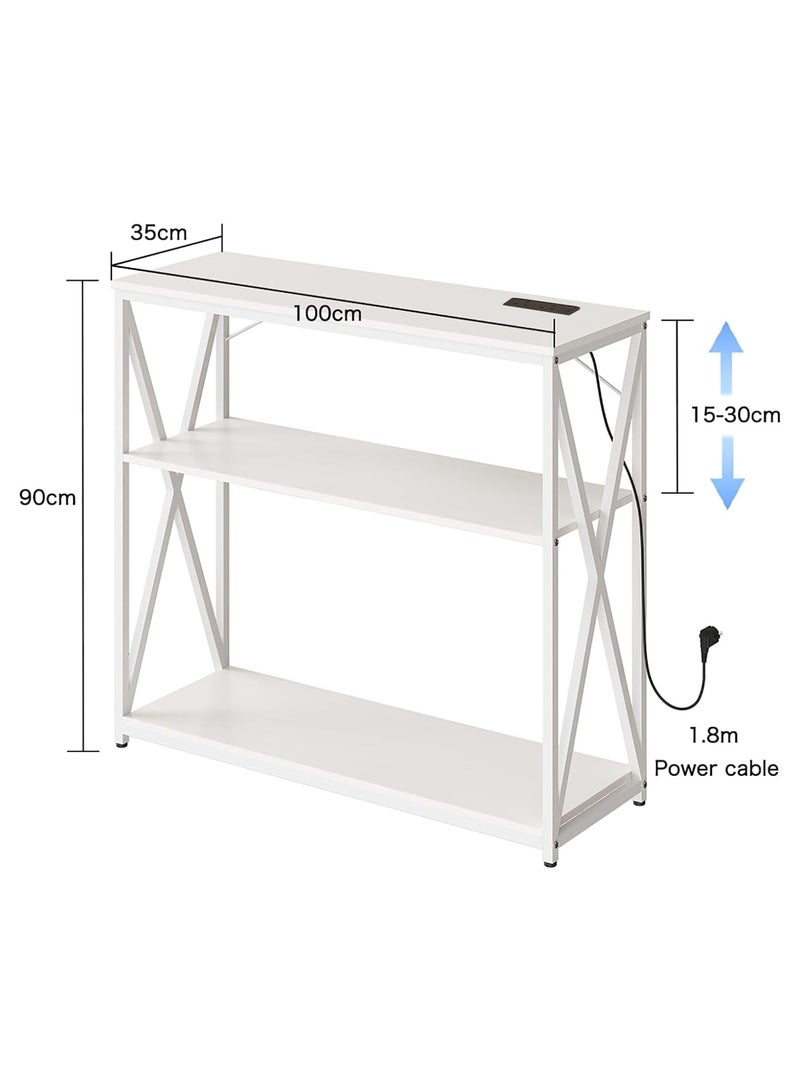 تشولوفز 3 فئة 100 * 35 سم طاولة وحدة تحكم قابلة للتعديل مع محطة شحن وطاولة المدخل وركن القهوة الجانبية مع رف التخزين ومنفذ الطاقة لغرفة المعيشة مدخل الأريكة - Image 3
