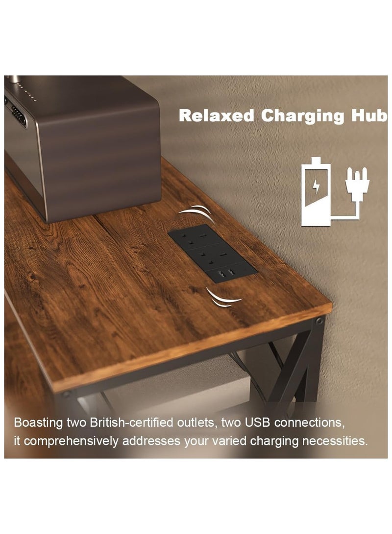 تشولوفز 3 فئة 100 * 35 سم طاولة وحدة تحكم قابلة للتعديل مع محطة شحن وطاولة المدخل وركن القهوة الجانبية مع رف التخزين ومنفذ الطاقة لغرفة المعيشة مدخل الأريكة - Image 4