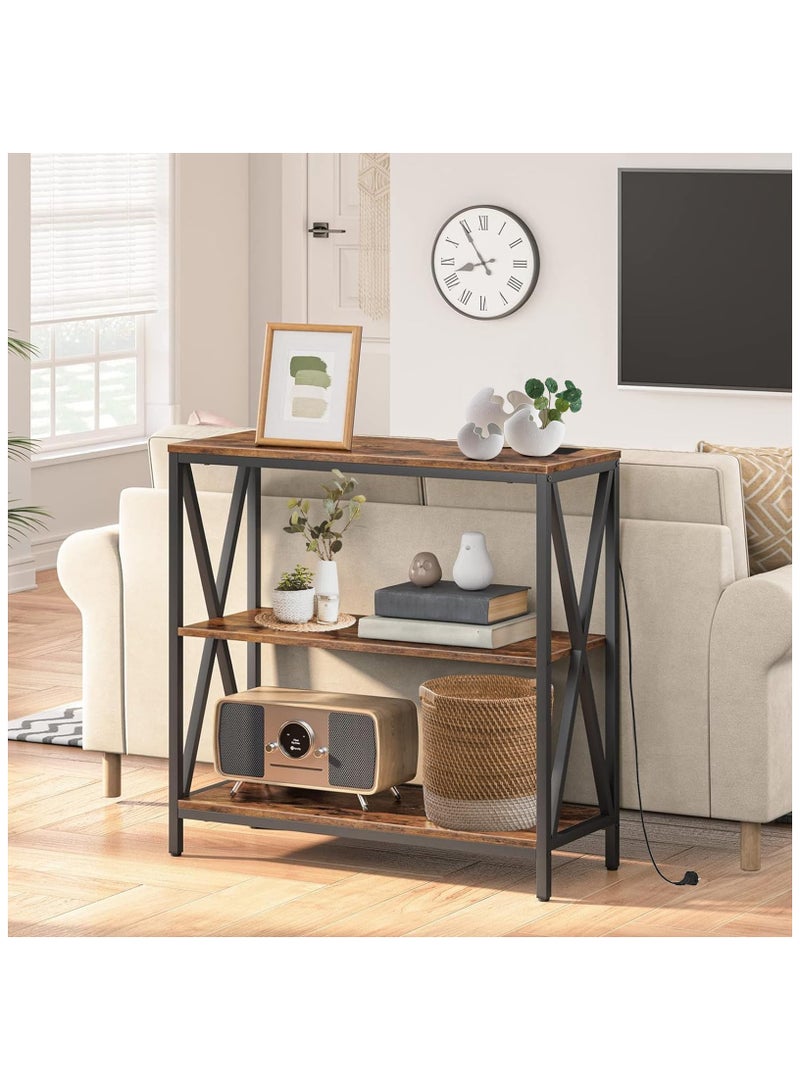 تشولوفز 3 فئة 100 * 35 سم طاولة وحدة تحكم قابلة للتعديل مع محطة شحن وطاولة المدخل وركن القهوة الجانبية مع رف التخزين ومنفذ الطاقة لغرفة المعيشة مدخل الأريكة - Image 1