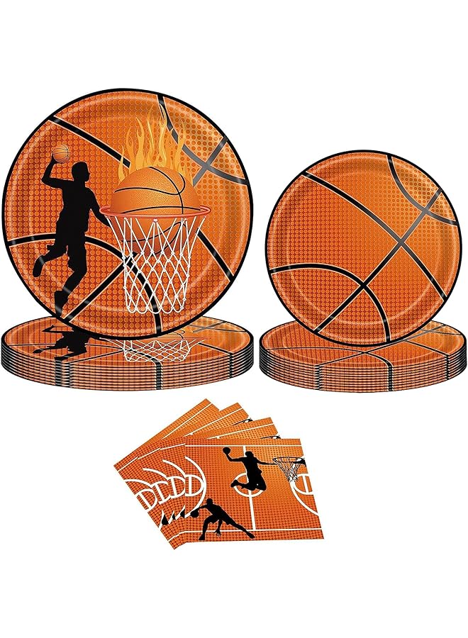 KASTWAVE Basketball Birthday Plates And Napkins, 72Pcs Boy Basketball Party Paper Tableware Set For Kids Basketball Game Decorations Supplie Serves 24 Guests - Image 1