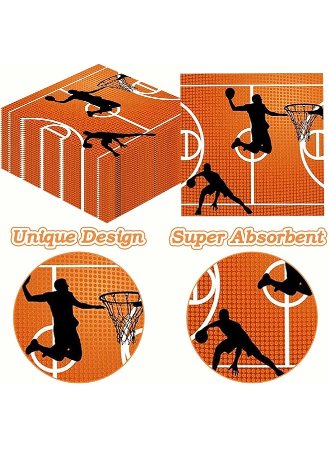 KASTWAVE Basketball Birthday Plates And Napkins, 72Pcs Boy Basketball Party Paper Tableware Set For Kids Basketball Game Decorations Supplie Serves 24 Guests - Image 5