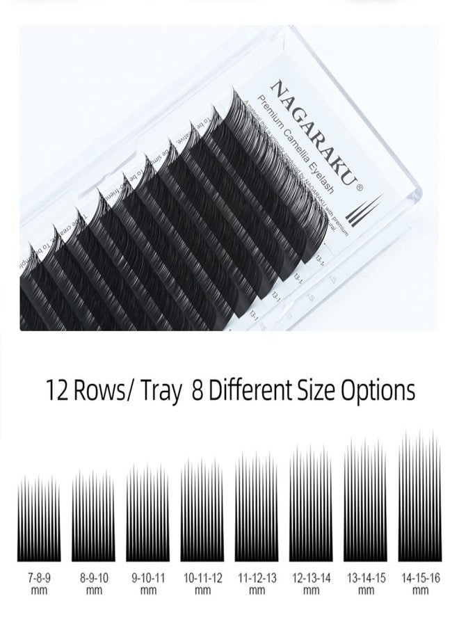 NAGARAKU Camellia Volume Eyelash Extension Mixed Length Premium Soft Natural Light Eyelashes Premade Fans Lashes (8-9-10mix, 0.05 C) - Image 3