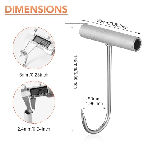 ARTOYS Stainless Steel Meat Hook - 2Pcs - T-Shaped Butcher's Hook for Easy Processing,T-Handle Boning Hooks,Great Hook for The Home-Butcher - Image 4