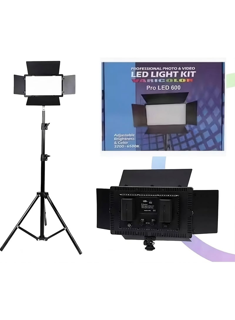 بورتوني لوحة إضاءة LED Pro 600 RGB قابلة لإعادة الشحن بقوة 50 واط مع حامل ثلاثي القوائم للتصوير الفوتوغرافي واستوديو الفيديو والبث المباشر - Image 1