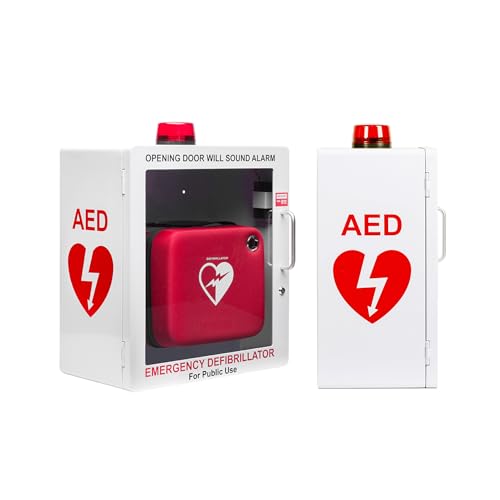 OVERDOSE KITS AED Defibrillator Wall Mount Cabinet | Optional Alarm & Lock | Durable Steel Frame | Fits Most Brands of AED's for Public Spaces or Home (White)(AED NOT Included) - Image 1