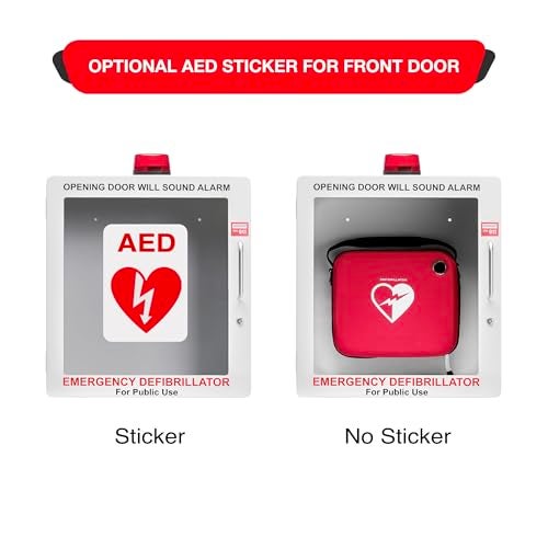 OVERDOSE KITS AED Defibrillator Wall Mount Cabinet | Optional Alarm & Lock | Durable Steel Frame | Fits Most Brands of AED's for Public Spaces or Home (White)(AED NOT Included) - Image 5
