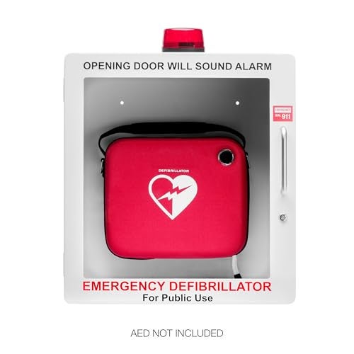OVERDOSE KITS AED Defibrillator Wall Mount Cabinet | Optional Alarm & Lock | Durable Steel Frame | Fits Most Brands of AED's for Public Spaces or Home (White)(AED NOT Included) - Image 2